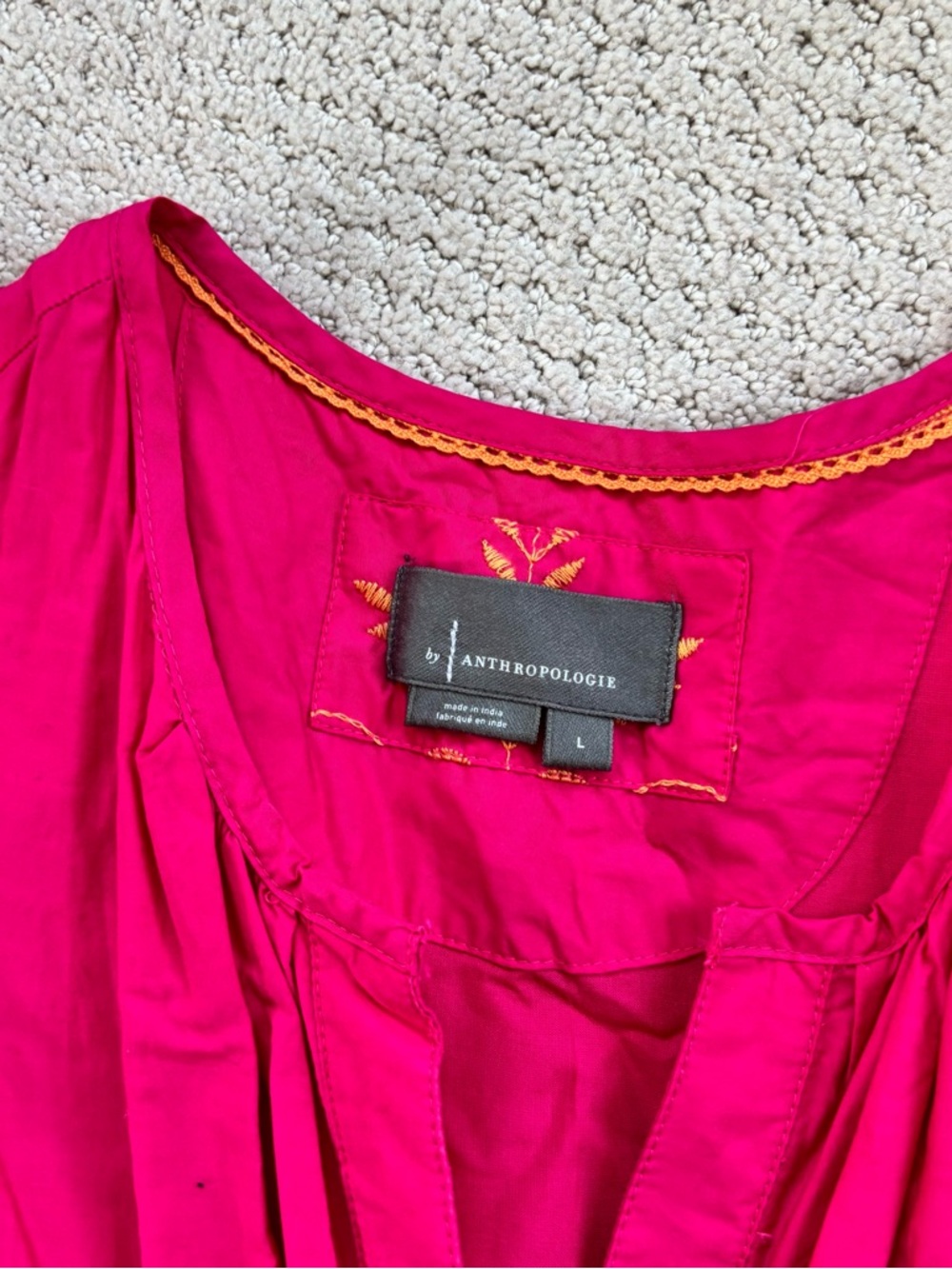 Anthropologie Somerset Eyelet Edition Hot Pink Dress with Gold Trim Maxi Dress - Picture 4 of 7